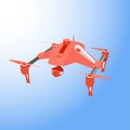 Realistic remote air drone quad-copter with camera. Vector illustration.