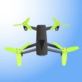 Realistic remote air drone quad-copter with camera. Vector illustration.