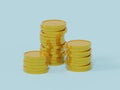 Realistic render stacks of golden coins