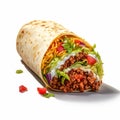 8k Resolution Beef Burrito On White Background