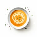 Realistic Rendering Of Creamy Carrot Soup In A Bowl