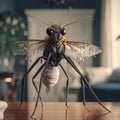 Realistic Rendering Of Insect-like Creature On Table In Precisionist Style