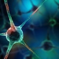 Realistic rendering of neurone - on the green background