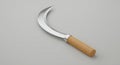 Realistic Rendering Sharp Sickle Farming Tool Isolated on White Background Studio Shot, generative AI Royalty Free Stock Photo