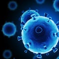 Realistic rendering of virus - in blue colors