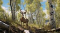 Realistic Rendering Of A Western Mule Deer In Aspen Grove Royalty Free Stock Photo