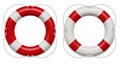 Realistic rescue life belt, marine lifebuoy water safety isolated on white background. Collection of realistic lifebuoy