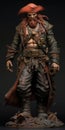 Realistic Resin Pirate Statue Model With Detailed Earthy Colors