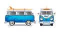 Vector Realistic Retro Blue Bus With Surfboard
