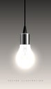 Realistic retro light bulb mockup. Decorative vintage design edison lightbulb