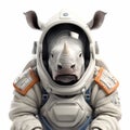 Realistic Rhino Astronaut: Detailed 3d Model With Nasa Helmet