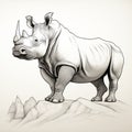 Realistic Rhino Drawing On Mountebank - Hyper-detailed Ivory Art