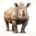 Realistic Rhino Drawing On White Background - Hyper-detailed Artwork