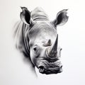 Realistic Rhino Portrait Tattoo Drawing On White Background Royalty Free Stock Photo