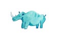 Realistic rhino on a white background. Watercolor illustration or print