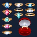 Realistic rings jewelry accessories icons set. Royalty Free Stock Photo