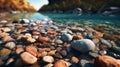 Realistic River With Rocks And Pebbles In Ray Tracing Style