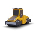 Realistic road roller on white background. Heavy construction equipment, yellow asphalt paver Royalty Free Stock Photo