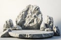 Realistic rock platform for product presentation in studio with natural texture and minimalist design Royalty Free Stock Photo
