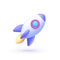 Realistic rocket 3d Vector design illustration. Space futuristic creative design. Design element