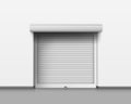 Realistic Roller shutter garage Closed door. Warehouse roller door