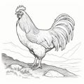 Realistic Rooster Coloring Book Design With Dignified Poses