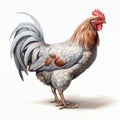 Realistic Rooster Illustration On White Background