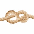 Realistic Rope Line Eith Knot. Yellow Twisted Ropes Set, Isolated On White Background. Vector Illustration