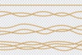 Realistic rope set. Nautical textured cords. Close up sailors strings vector 3d isolated collection Royalty Free Stock Photo