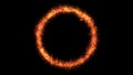 Realistic round or ring fire flame frame on black background. Royalty Free Stock Photo