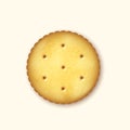 Realistic round salty cookie dry cracker, biscuit element. Sweet cookie, yummy breakfast snack