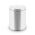 Realistic Round White Glossy Tin Can With Lid