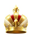 Realistic royal crown. Classic king or prince golden accessory for coronation. Luxury authority logo