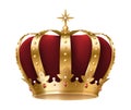 Realistic royal crown. Imperial gold luxury monarchy medieval crown for heraldic sign isolated