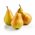 Realistic Rtx On: Three Yellow Pears On White Surface Royalty Free Stock Photo