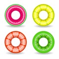 Realistic rubber swimming rings with exotic fruits design