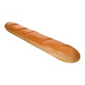 Realistic ruddy long french loaf. 3d vector illustration.