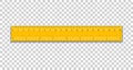 Realistic ruler. Yellow metric ruler. Measuring tool. Vector illustration