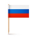 Realistic Russian toothpick flag. Souvenir from Russia. Wooden toothpick with paper flag. Location mark, map pointer Royalty Free Stock Photo