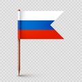 Realistic Russian toothpick flag. Souvenir from Russia. Wooden toothpick with paper flag. Location mark, map pointer Royalty Free Stock Photo