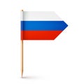 Realistic Russian toothpick flag. Souvenir from Russia. Wooden toothpick with paper flag. Location mark, map pointer Royalty Free Stock Photo