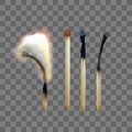 Realistic safety match. Set of 3d wooden matches. Vector illustration Royalty Free Stock Photo