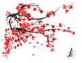Realistic sakura blossom - Japanese cherry tree Royalty Free Stock Photo