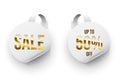 Realistic sales tags in golden circle design set Royalty Free Stock Photo