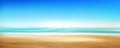 Realistic sand beach with blue water of sea