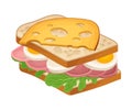 Realistic Sandwich with Greenery and Wurst Vector Food Item. Fast Food Concept