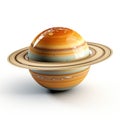 Realistic Saturn on White Background AI Generated