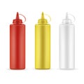 Realistic sauce bottles set for restaurant products