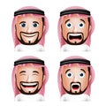 Realistic Saudi Arab Man Head with Different Facial Expressions Royalty Free Stock Photo