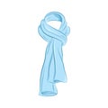 Realistic scarf. Women fashion accessories. The blue object isolated on white background. Vector cartoon illustration in hand draw